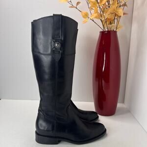Frye Melissa Button Leather Equestrian Tall Riding Boots Black Women 7.5B
